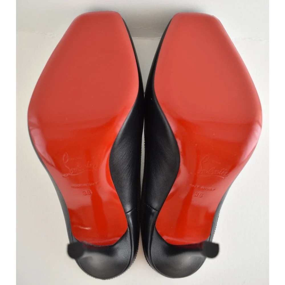 Christian Louboutin Cassia Mule 100 Black Leather Ballet Slip On Heel Pump 36